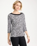 Chicos Fauna Pima 3/4 Sleeve Tee - BLACK