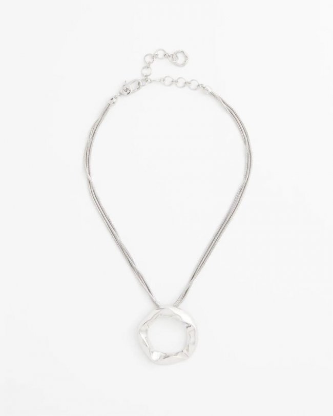 Chicos Short Circle Pendant Necklace - SILVER