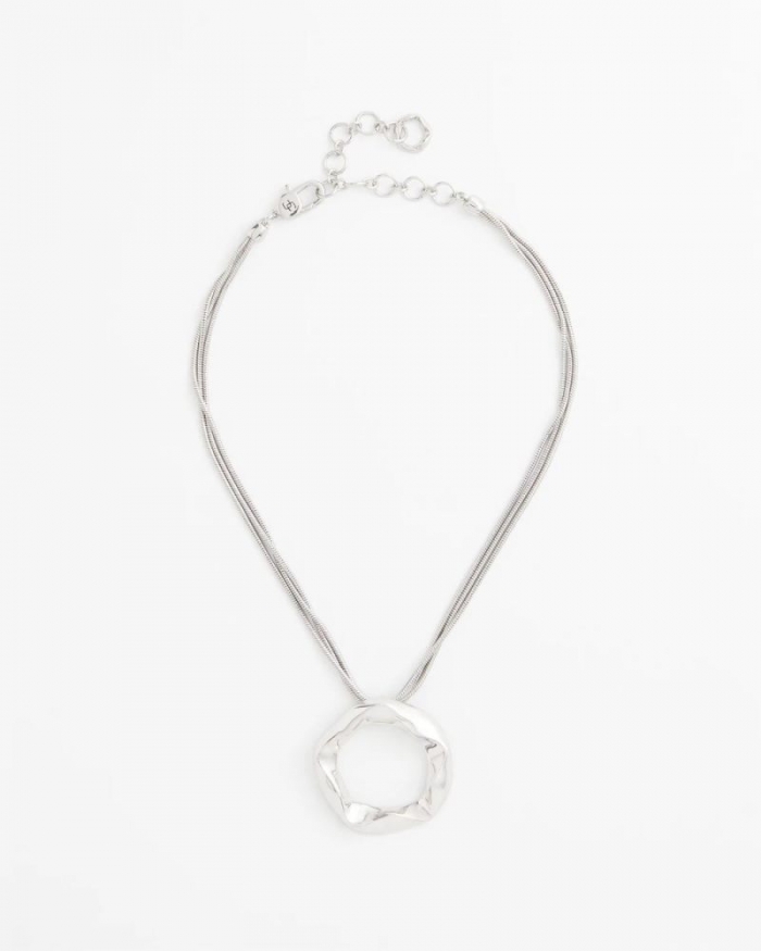 Chicos Short Circle Pendant Necklace - SILVER