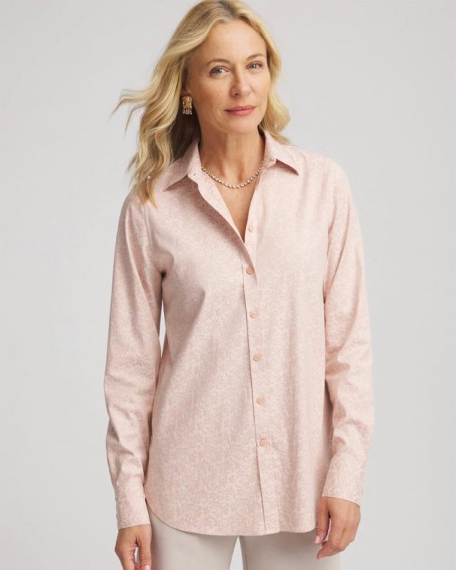 Chicos No Iron Feminine Jacquard Shirt - ROSE SMOKE