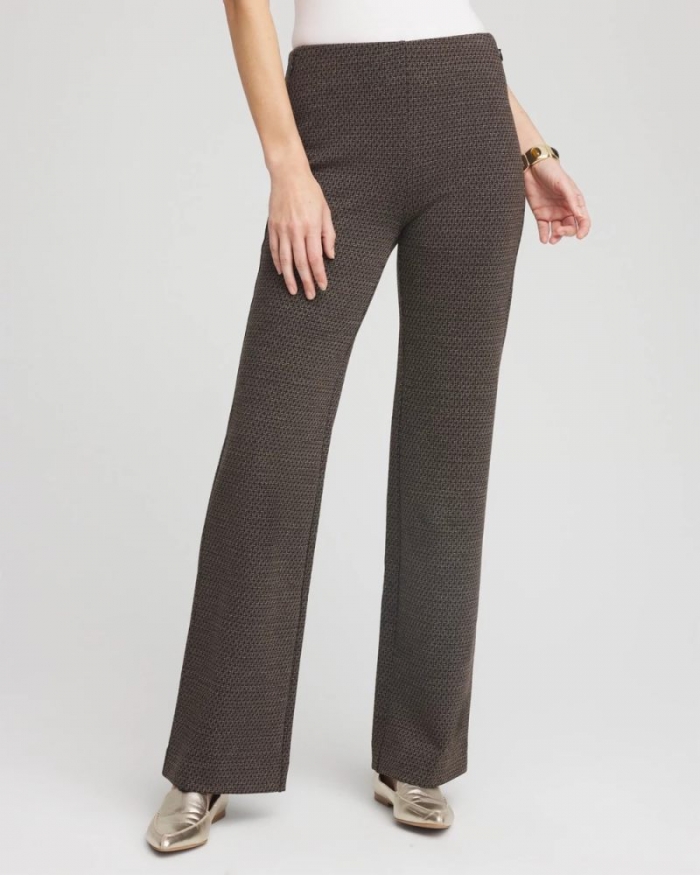 Chicos Juliet Jacquard Full-Length Ponte Pants - BLACK