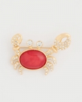 Chicos Americana Faux Diamond Crab Brooch - RED