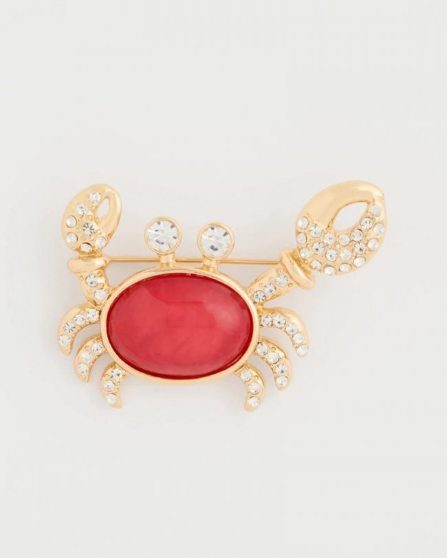 Chicos Americana Faux Diamond Crab Brooch - RED Chicos Americana Faux Diamond Crab Brooch - RED