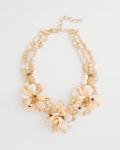 Chicos Chico's Originals Neutral Floral Bib Necklace - NEUTRAL Chicos Chico's Originals Neutral Floral Bib Necklace - NEUTRAL