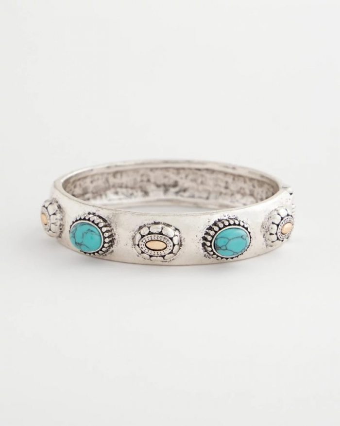 Chicos Turquoise Mixed Metal Bangle - TURQUOISE