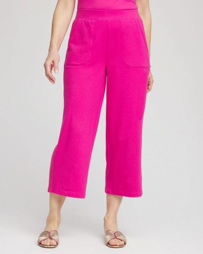 Chicos Zenergy® French Terry Gauze-Inset Cropped Pants - CRUSHED BERRIES