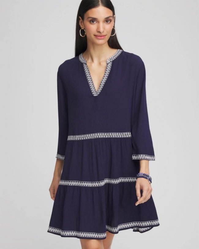 Chicos Chico's Beach Swimsuit Cover-Up Dress - PASSPORT BLUE