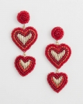 Chicos Red Beaded Heart Drop Earrings - RED Chicos Red Beaded Heart Drop Earrings - RED
