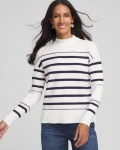 Chicos Striped Relaxed Mockneck Pullover - ECRU Chicos Striped Relaxed Mockneck Pullover - ECRU