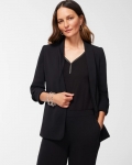 Chicos Ruched Sleeve Blazer - BLACK