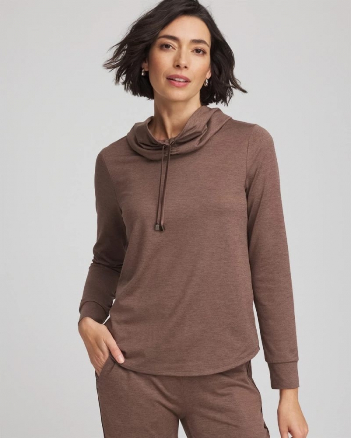 Chicos Zenergy® Cloud Cowlneck Top - WALNUT