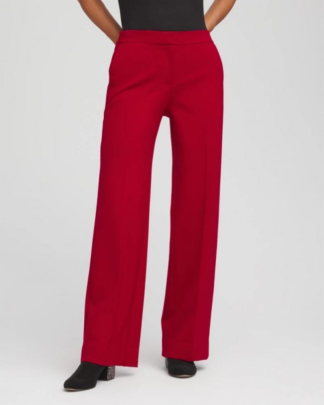 Chicos Emme Wide-Leg Trouser Ponte Pants - CARMINE RED