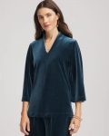 Chicos Travelers™ Velvet V-Neck Kimono Sleeve Top - TEAL SHADOW Chicos Travelers™ Velvet V-Neck Kimono Sleeve Top - TEAL SHADOW