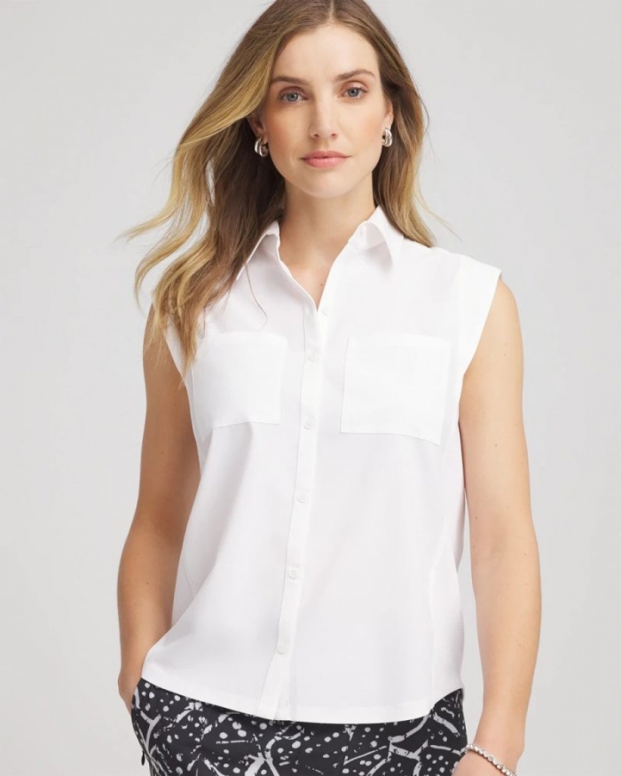 Chicos Zenergy® UPF Rib Mix Top - ALABASTER