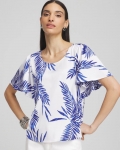 Chicos Flutter Sleeve Satin Top - BLUE CASA