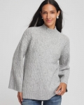 Chicos Sequined Cable Knit Sweater - CLOUD HEATHER GRAY Chicos Sequined Cable Knit Sweater - CLOUD HEATHER GRAY