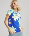 Chicos Floral Crewneck Perfect Tee - RICH COBALT Chicos Floral Crewneck Perfect Tee - RICH COBALT