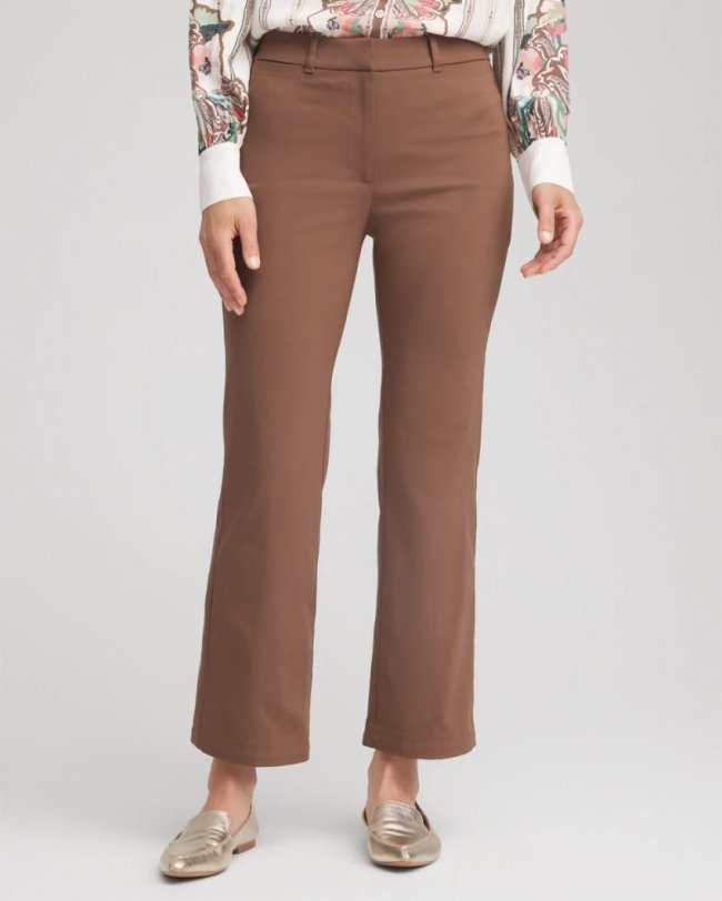 Chicos Emme Cropped Flared Pants - DRIED MUSHROOM