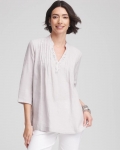 Chicos Embellished Linen Kurta Tunic - DOVE GRAY Chicos Embellished Linen Kurta Tunic - DOVE GRAY
