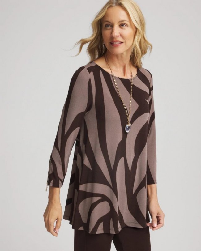 Chicos Travelers™ Animal Print Journey Top - COCOA BEAN