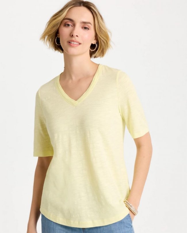 Chicos Cotton Slub V-Neck Tee - SAGE LIME Chicos Cotton Slub V-Neck Tee - SAGE LIME