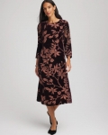 Chicos Burnout Velvet Midi Dress - NIGHT BLOOM Chicos Burnout Velvet Midi Dress - NIGHT BLOOM