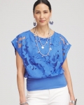 Chicos Burnout Banded-Hem Top - BLUE PEARL