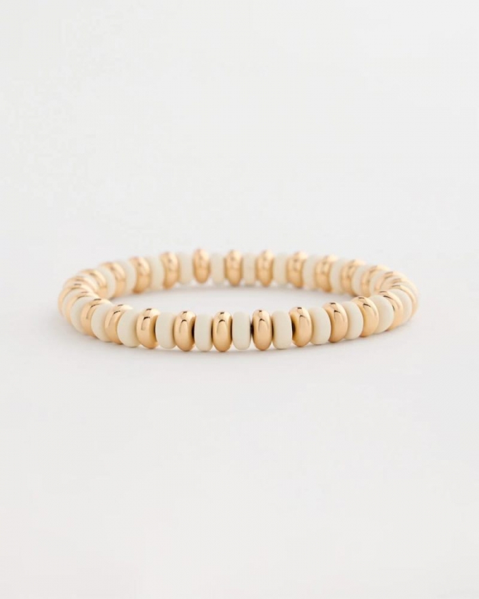 Chicos White Gold Slice Stretch Bracelet - WHITE