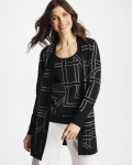 Chicos Ella Graphic Cardigan - BLACK