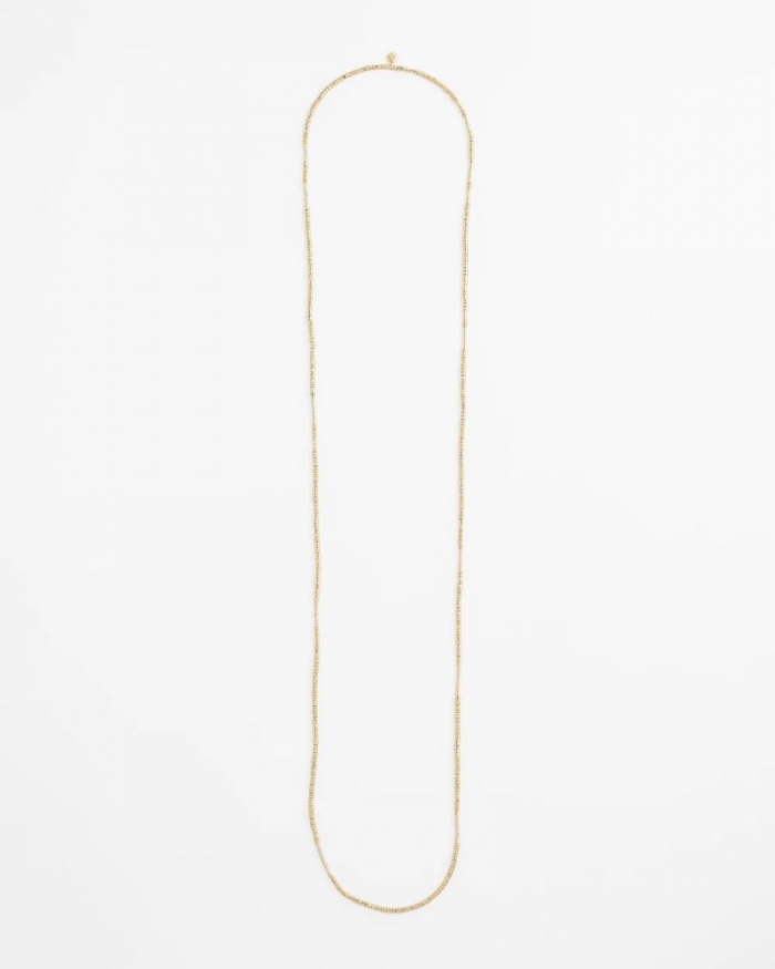 Chicos Long Goldtone Seed Bead Necklace - GOLD
