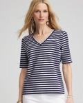 Chicos Striped V-Neck Perfect Tee - PASSPORT BLUE Chicos Striped V-Neck Perfect Tee - PASSPORT BLUE