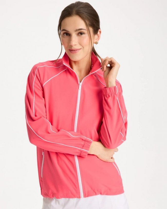 Chicos Zenergy® Ripstop Piping Jacket - CALYPSO CORAL