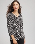 Chicos Printed Pima 3/4 Sleeve Tee - BLACK Chicos Printed Pima 3/4 Sleeve Tee - BLACK