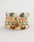Chicos Aqua Stretch Set of Five Beaded Bracelets - AQUA