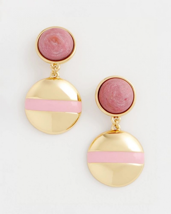 Chicos Pink Enamel Sphere Drop Earrings - PINK