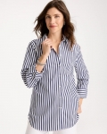 Chicos No Iron Stretch Striped Shirt - PASSPORT BLUE