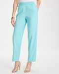 Chicos Soft-Stretch Linen Straight Tapered Ankle Pants - BONDI BLUE