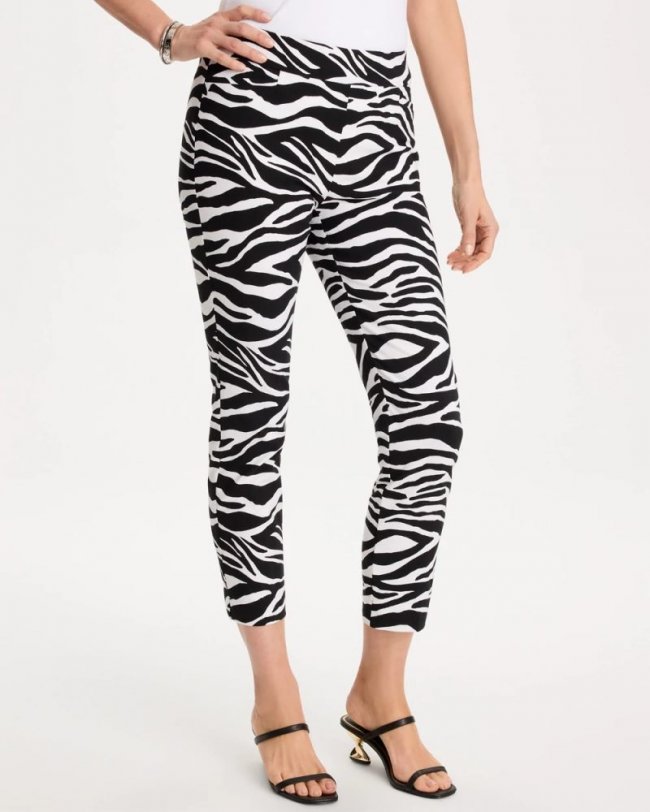 Chicos Zebra Brigitte™ Slim Pull-On Crop Pant - BLACK