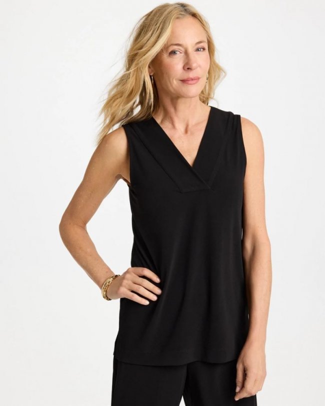 Chicos Travelers™ Knit V-Neck Tank - BLACK