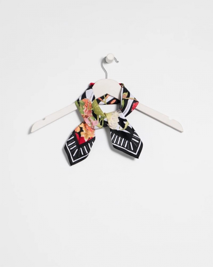 Chicos Tropical Square Scarf - BLACK