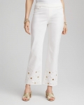 Chicos Pull-On Embellished Straight-Leg Cropped Jeans - ALABASTER