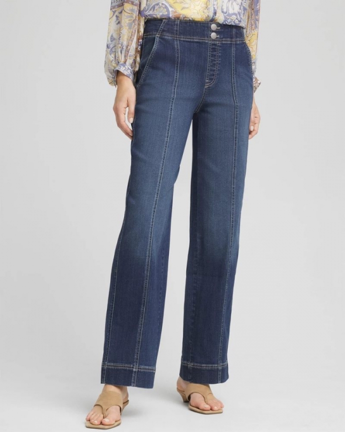Chicos Pull-On Wide-Leg Jeans - ALORA INDIGO