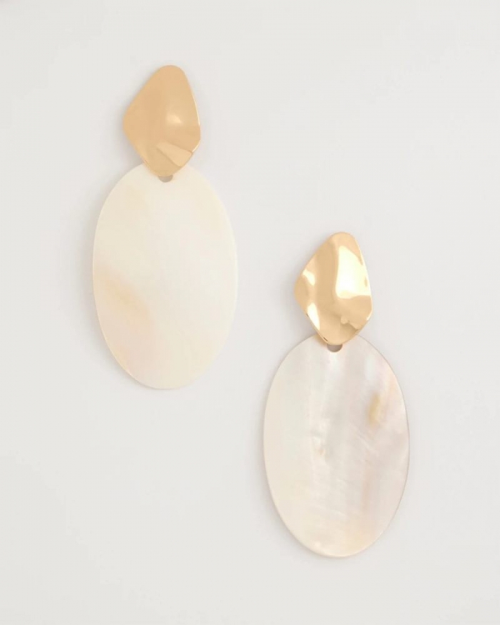 Chicos Shell Oval Drop Earrings - NEUTRAL