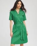 Chicos Shirttail Hem Popover Dress - JARDIN GREEN