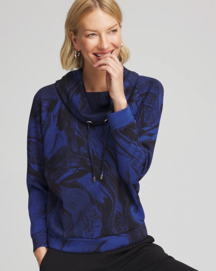 Chicos Zenergy® Soft Cowlneck Top - BLUE