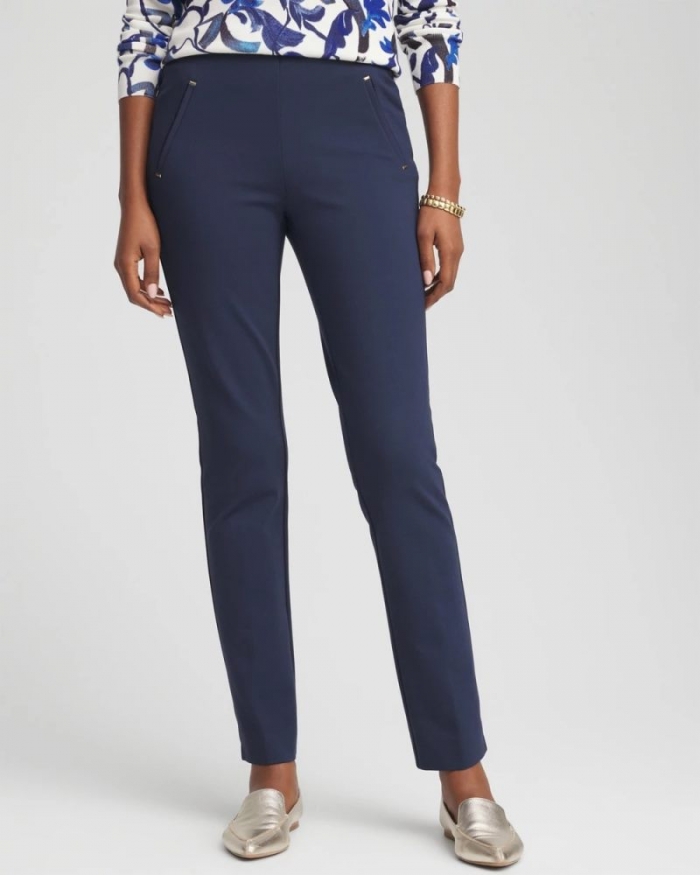 Chicos Juliet Slim Trim Detail Ankle Pants - PASSPORT BLUE