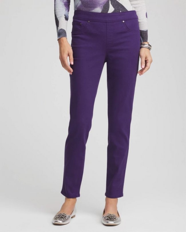 Chicos Modern Pull-On Ankle Jeggings - PURPLE ELIXIR