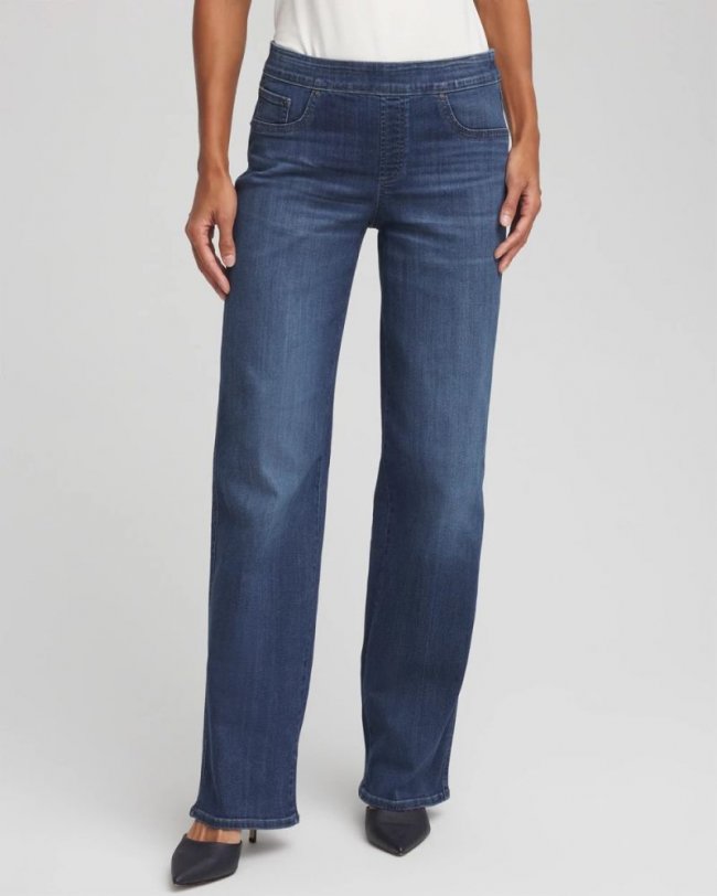 Chicos Pull On Wide Jean - ALEAH INDIGO