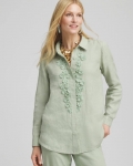 Chicos Floral Cutout 3D Linen Shirt - MOROCCAN MINT Chicos Floral Cutout 3D Linen Shirt - MOROCCAN MINT