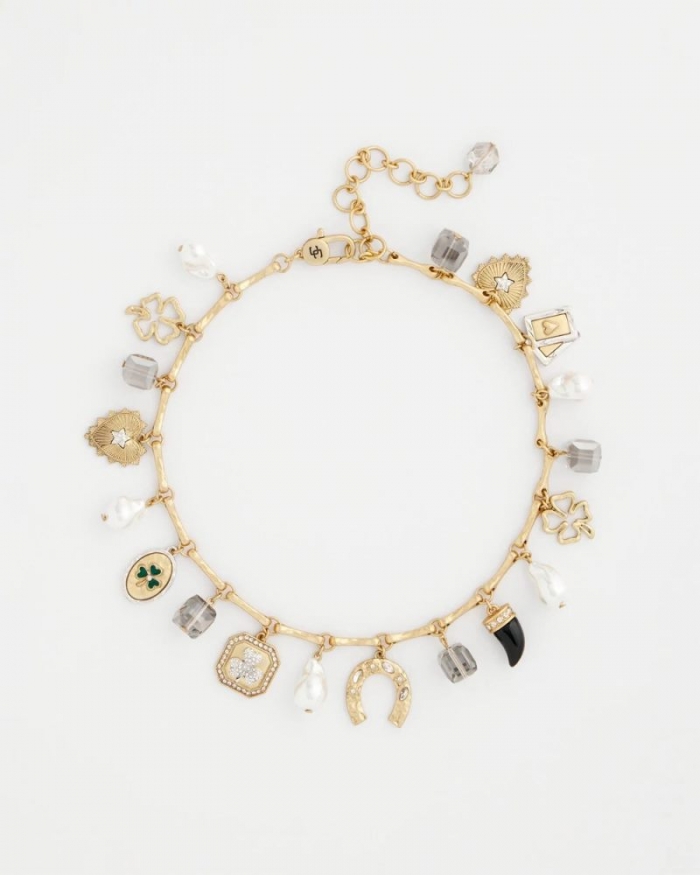 Chicos Lucky Charm Short Necklace - GOLD